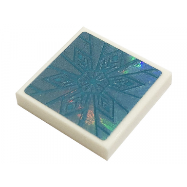 white tile 2 x 2 with metallic light blue snowflake pattern sticker - set 43197