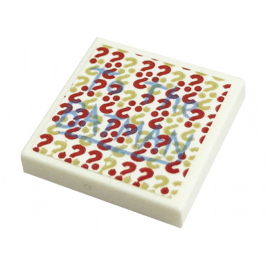 white tile 2 x 2 with question marks and to the batman pattern sticker - set 76183