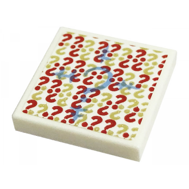 white tile 2 x 2 with question marks pattern sticker - set 76183