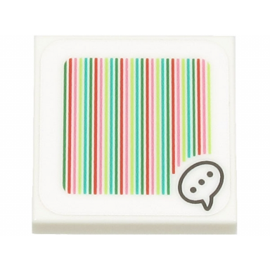white tile 2 x 2 with super mario scanner code toad speech bubble with ellipsis pattern sticker - sets 71403 71408 71410 71413 71419 71435