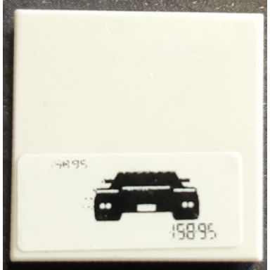 white tile 2 x 2 with black car silhouette and digital 15895 pattern sticker - set 8214
