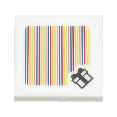 white tile 2 x 2 with super mario scanner code gift box pattern sticker - set 71403