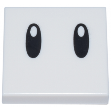 white tile 2 x 2 with black oval eyes with pupils pattern super mario turnip face