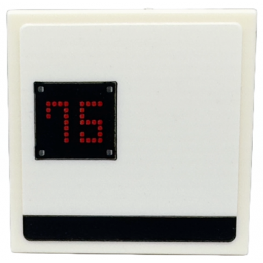 white tile 2 x 2 with black stripe and square with red digital number 75 pattern model right side sticker - set 76916