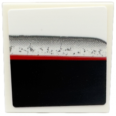 white tile 2 x 2 with black stripe red line and silver edge pattern model left side sticker - set 76916