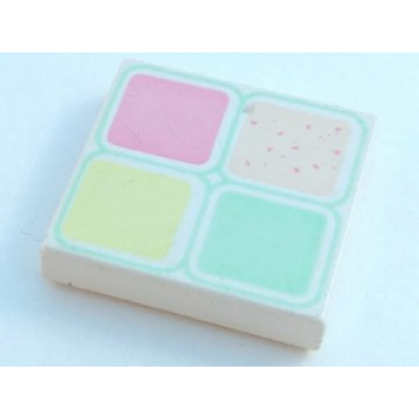 white tile 2 x 2 with 4 pastel squares pattern