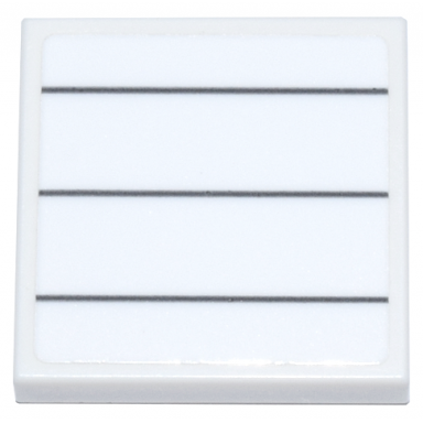 white tile 2 x 2 with 3 dark bluish gray lines pattern sticker - set 910011