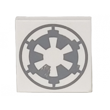white tile 2 x 2 with light bluish gray sw imperial logo pattern