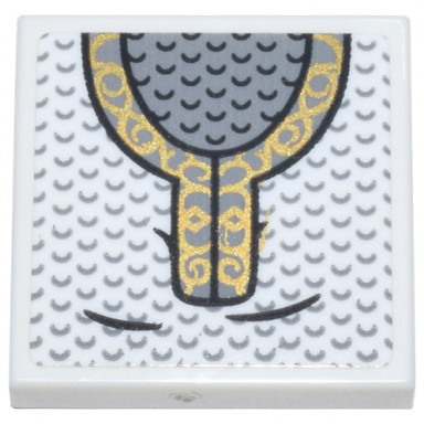 white tile 2 x 2 with gold and silver chain mail armor lotr mithril pattern sticker - sets 10316 10333