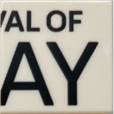 white tile 2 x 2 with black al of and ay pattern
