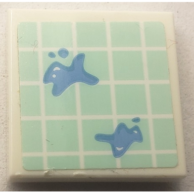 white tile 2 x 2 with light aqua tiles and medium blue water splashes pattern sticker - set 41710