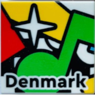 white tile 2 x 2 with green musical note white star and black denmark pattern