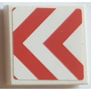 white tile 2 x 2 with red danger chevrons pattern sticker - set 75883
