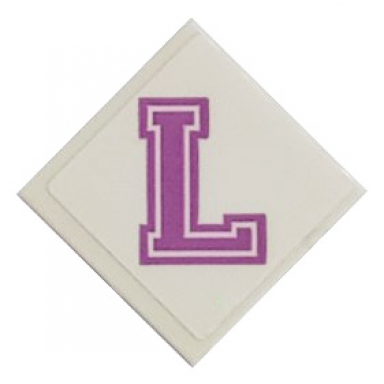 white tile 2 x 2 with medium lavender capital letter l pattern sticker - set 41682