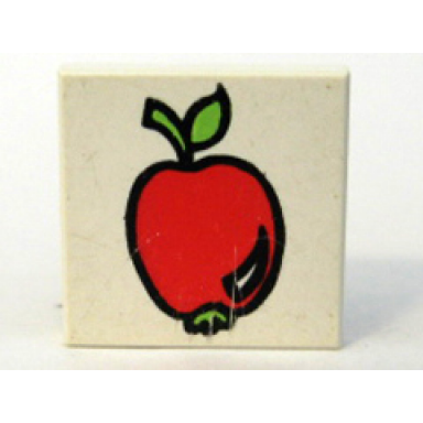 white tile 2 x 2 with fabuland apple pattern