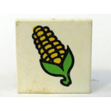white tile 2 x 2 with fabuland corn pattern