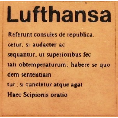 white tile 2 x 2 with lufthansa latin text pattern sticker - set 1561