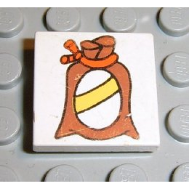white tile 2 x 2 with fabuland flour bag pattern