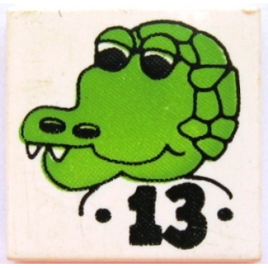 white tile 2 x 2 with fabuland crocodile pattern