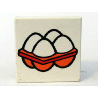 white tile 2 x 2 with fabuland eggs pattern