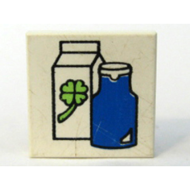 white tile 2 x 2 with fabuland milk pattern
