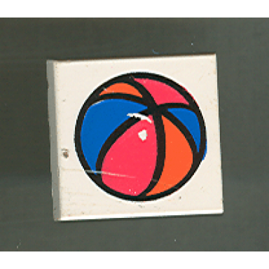 white tile 2 x 2 with fabuland ball pattern