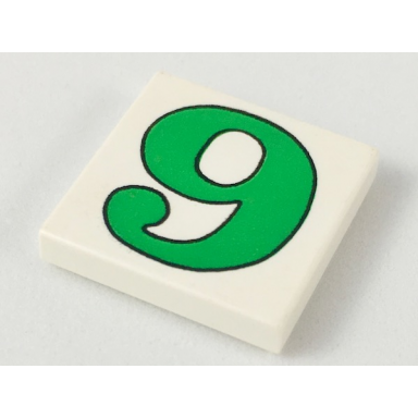 white tile 2 x 2 with number 6 9 green pattern