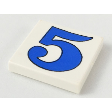white tile 2 x 2 with number 5 blue pattern