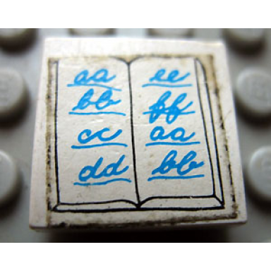 white tile 2 x 2 with book open pattern sticker - set 266-1