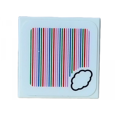 white tile 2 x 2 with super mario scanner code cloud pattern sticker - set 71441