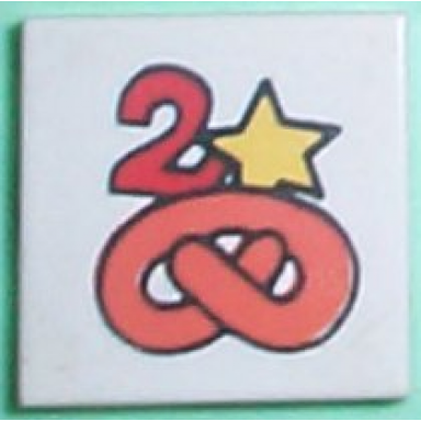 white tile 2 x 2 with fabuland pretzel 2 and star pattern