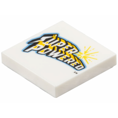white tile 2 x 2 with super powered and starburst pattern