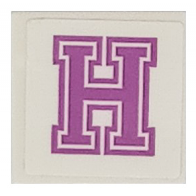 white tile 2 x 2 with medium lavender capital letter h pattern sticker - set 41682