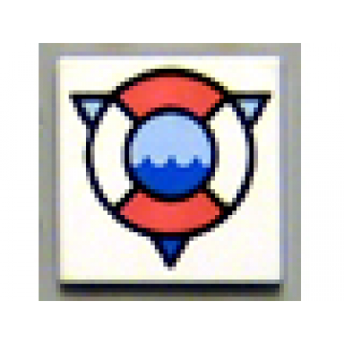 white tile 2 x 2 with life preserver coast guard logo pattern