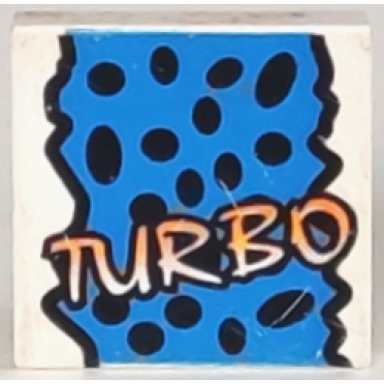 white tile 2 x 2 with yellow turbo black spots blue background pattern