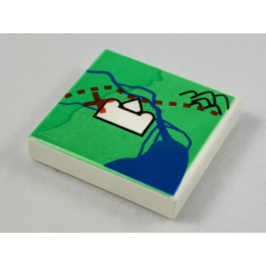 white tile 2 x 2 with orient india map pattern