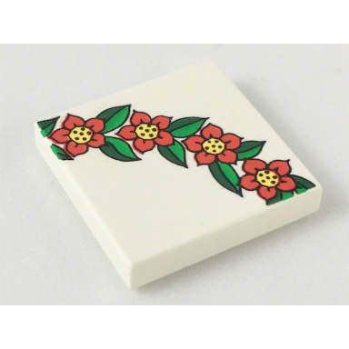 white tile 2 x 2 with 4 flowers and leaves pattern
