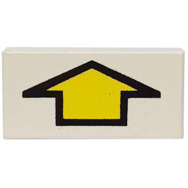white tile 1 x 2 with yellow arrow short with black border pattern