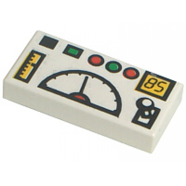 white tile 1 x 2 with green and red buttons gauges joystick and black 85 pattern