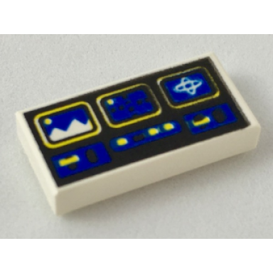 white tile 1 x 2 with blue and yellow controls on black background pattern
