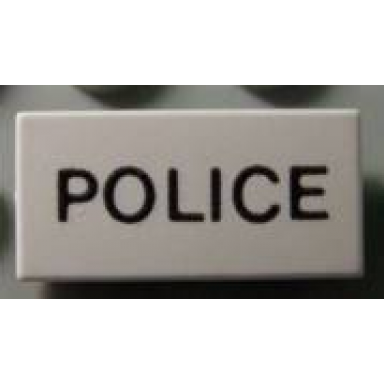 white tile 1 x 2 with police pattern