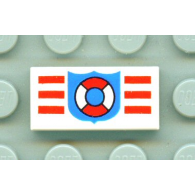 white tile 1 x 2 with coast guard pattern