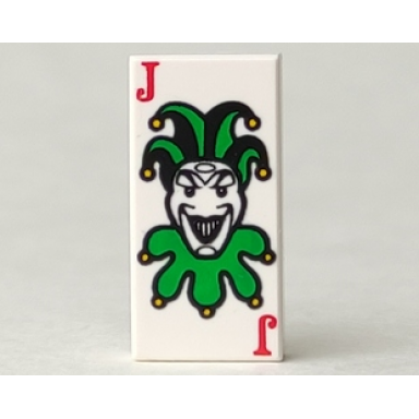 white tile 1 x 2 with playing card joker pattern