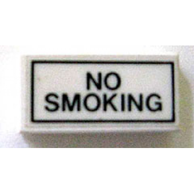 white tile 1 x 2 with no smoking pattern sticker - set 5540