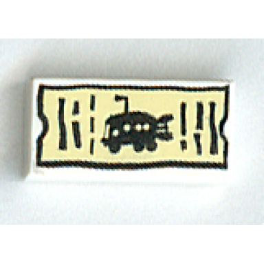 white tile 1 x 2 with black lines and underwater fish bus pattern spongebob bus ticket