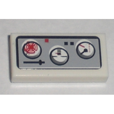 white tile 1 x 2 with three avionics gauges pattern sticker - set 5981