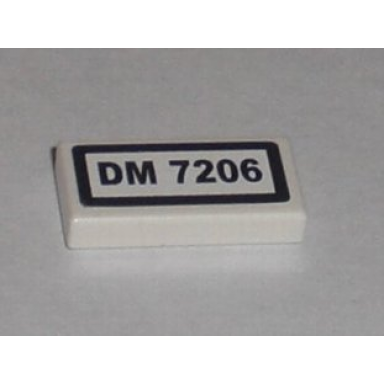 white tile 1 x 2 with dm 7206 pattern sticker - set 7206
