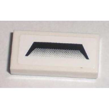 white tile 1 x 2 with black vent pattern sticker - set 8211