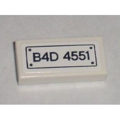 white tile 1 x 2 with b4d 4551 pattern sticker - set 8211