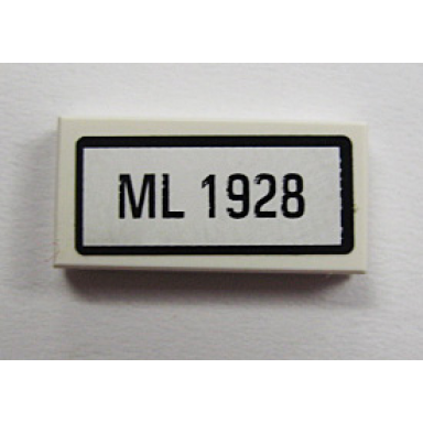 white tile 1 x 2 with ml 1928 pattern sticker - set 10219